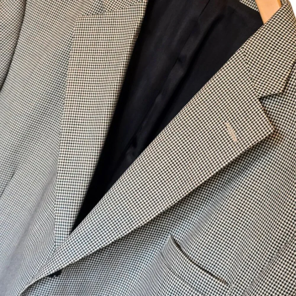 HAGGAR  Houndstooth 3 Button Blazer Suit Coat sz 48L